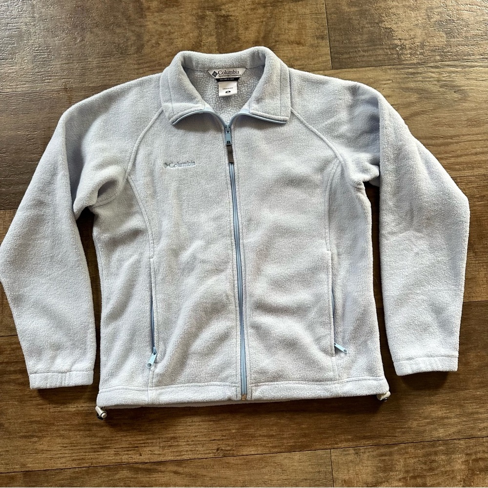 Columbia light blue fleece jacket full zip with zip pockets